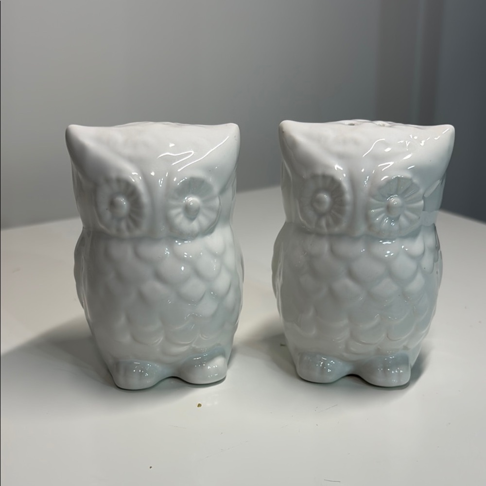 White Ceramic Owl Figurine Salt & Pepper shaker - Picture 2 of 6